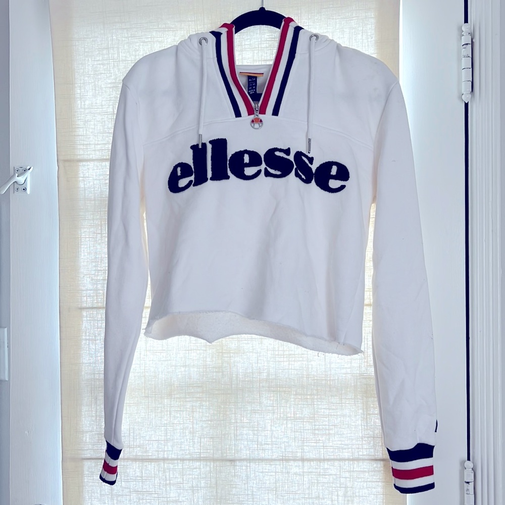 Ellesse white cropped hoodie in xs